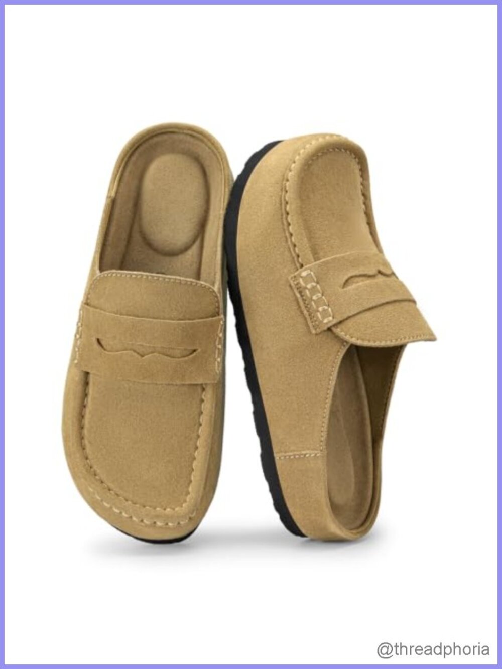 Women's Suede Slip On Mules Wide Moc Toe Clogs Comfort Arch Support